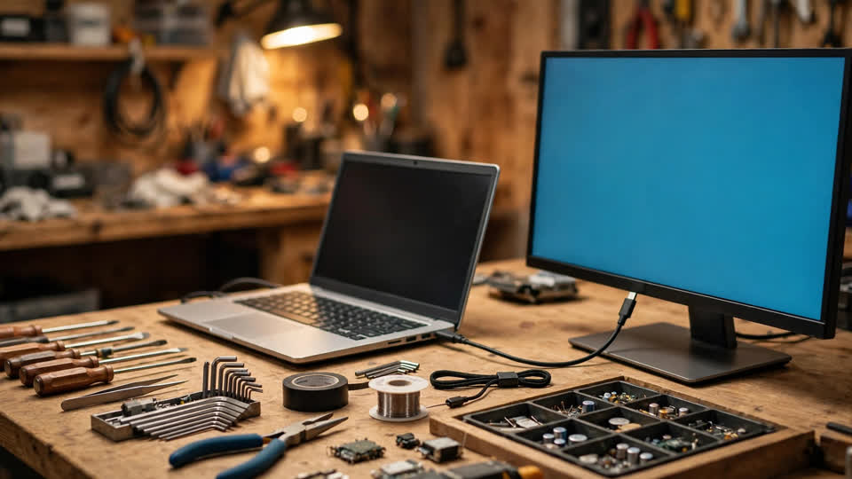 手提電腦內置螢幕黑屏？用外接螢幕做一次診斷測試，分清係螢幕、排線定顯示卡問題